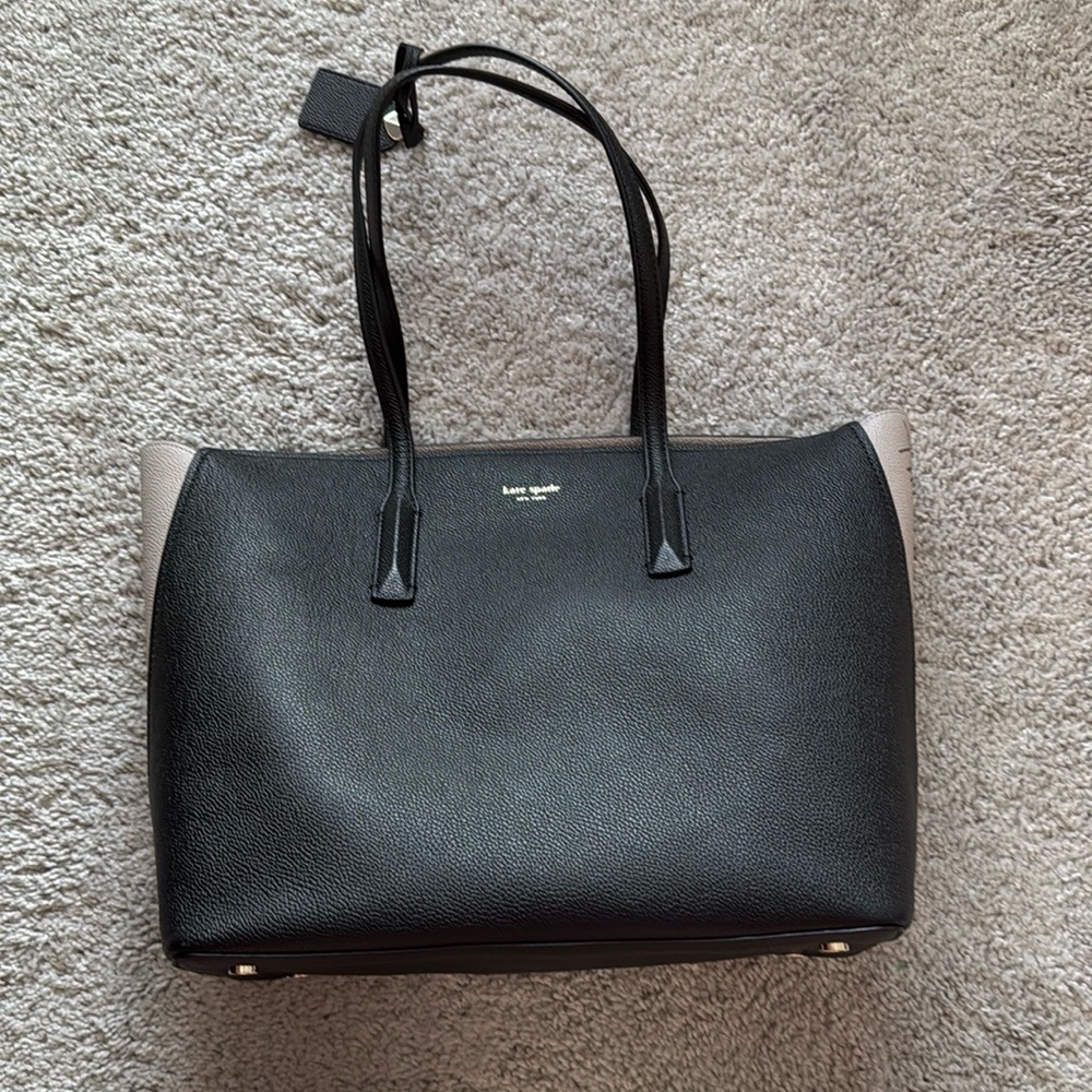 NWT Kate Spade Pittsburgh Penguins signed large Margaux black and Taupe tote bag